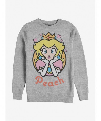 Clearance Super Mario Peach Hearts Crew Sweatshirt $11.81 Sweatshirts